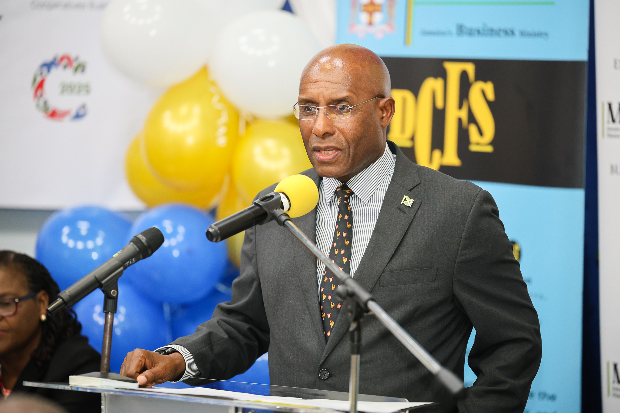 Senator the Honourable Aubyn Hill, Minister of Industry, Investment and Commerce, speaks to attendees at the launch of the International Year of Co-operatives in Jamaica, held at the JCCUL Headquarters on Wednesday, May 14.